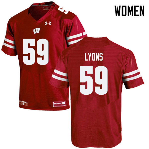 Women #59 Andrew Lyons Wisconsin Badgers College Football Jerseys Sale-Red